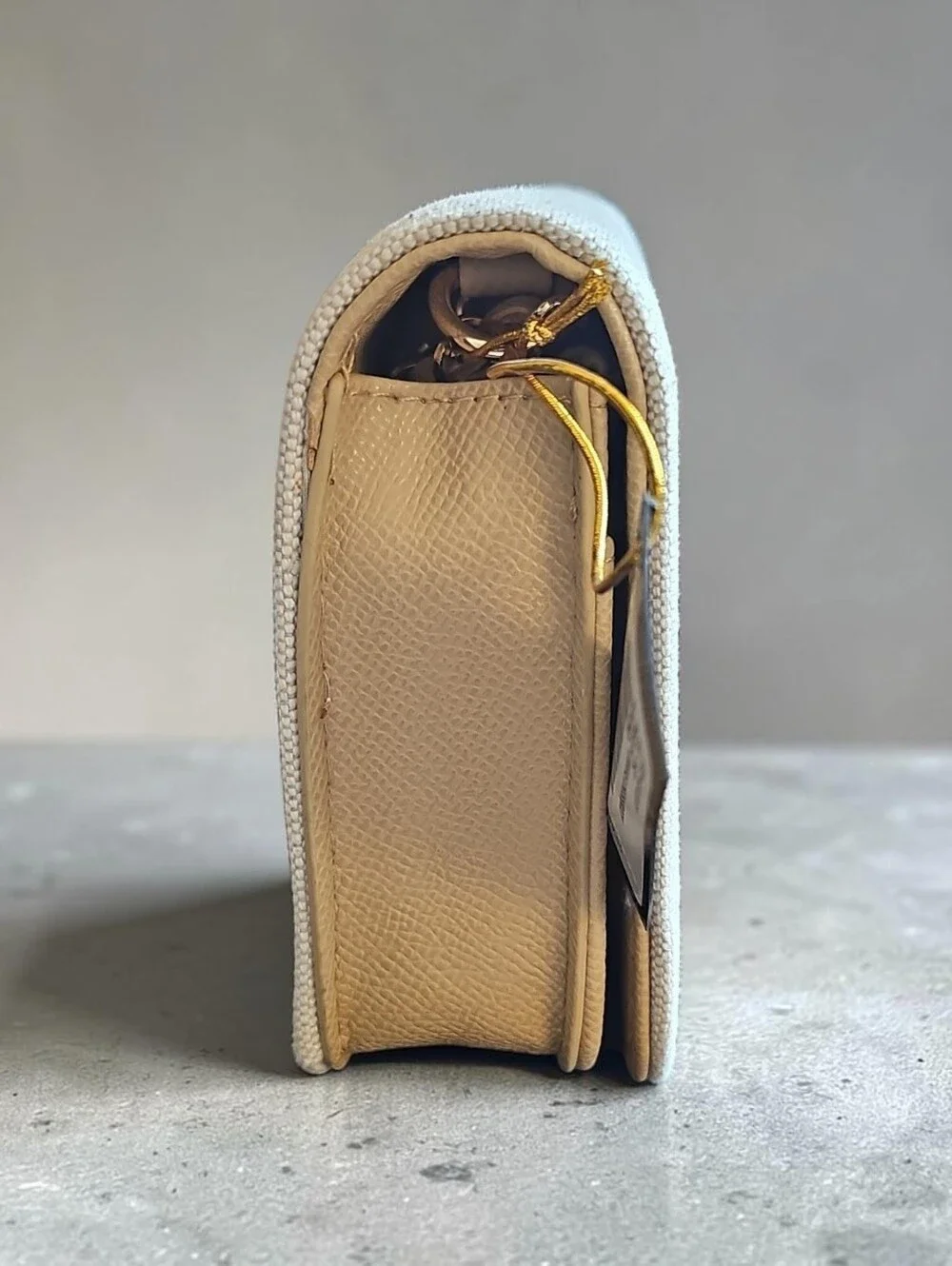bebe Beige Nwt  & White Canvas Crossbody  Wallet Bag